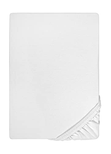 biberna 77866 Jersey-Elastic Spannbetttuch(nach Öko-Tex Standard 100, ca. 180 x 200 cm bis 200 x 220 cm, weiß