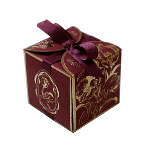 20/50 Stück Tulpe Goldband Karton Hochzeit Süßigkeiten Schokolade Kreative quadratische Begleiter-Geschenkbox