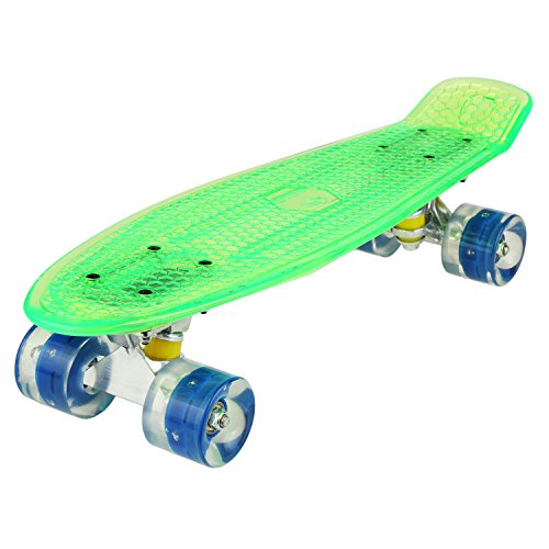 WeSkate 55CM Mini Cruiser Skateboard Blinkender Deck, Kunststoff Skateboard mit LED Leuchten/Deck Komplett Retro Skate Board für Jungen Mädchen Kinder Jugendliche Erwachsene