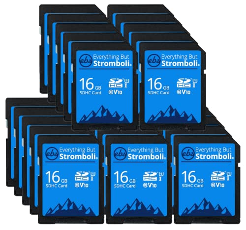 Everything But Stromboli SDHC-Speicherkarten, 16 GB, 16 GB, Geschwindigkeitsklasse 10, UHS-1, U1, C10, 16 G, für kompatible Digitalkamera, Computer, Trail-Cams, 25 Stück