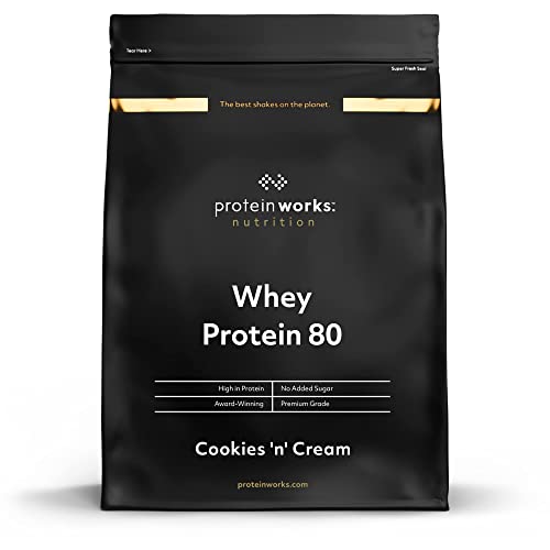 Whey 80 Protein Pulver (Konzentrat) | Cookies 'n' Cream | Premium Eiweißpulver | Proteinreich & Wenig Zucker | THE PROTEIN WORKS | 2kg