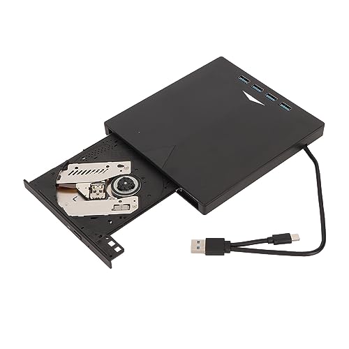 Topiky Externes 7 in 1 DVD Laufwerk, Tragbarer CD DVD Brenner mit USB Anschlüssen und TF Kartensteckplätzen, Integriertes Kabelspeicherdesign, für, für, für OS X