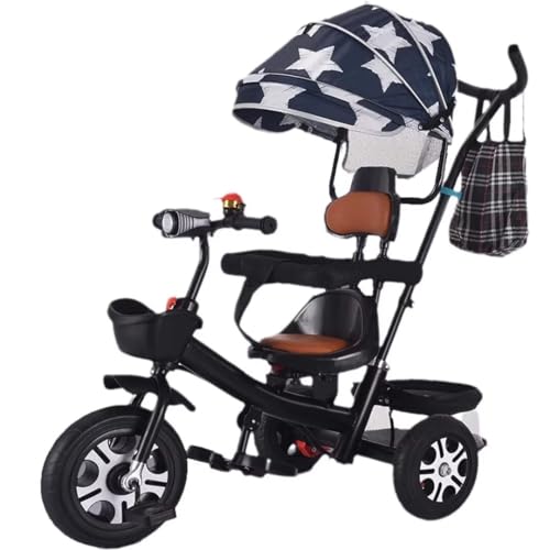1,5–5 Jahre alte Kinderwagen-Buggys für Kleinkinder mit Verdeck, umkehrbarem Sitz mit Schutzgeländer, Kinderdreiräder mit Elterngriff, Kinderdreirad mit Titanrad, Hinterrad mit Doppelbremsen