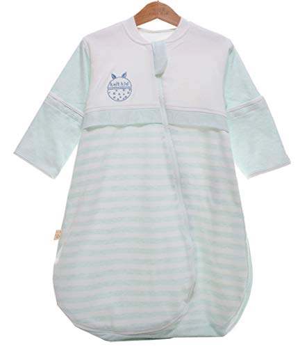 Chilsuessy Unisex Baby Sommer Schlafsack Decke mit abnehmbar Langarm aus 100% Baumwolle Sommerschlafsack 1 Tog Schlafanzug für Mädchen und Jungen, Gruen, 80/Baby Hoehe 70-80cm