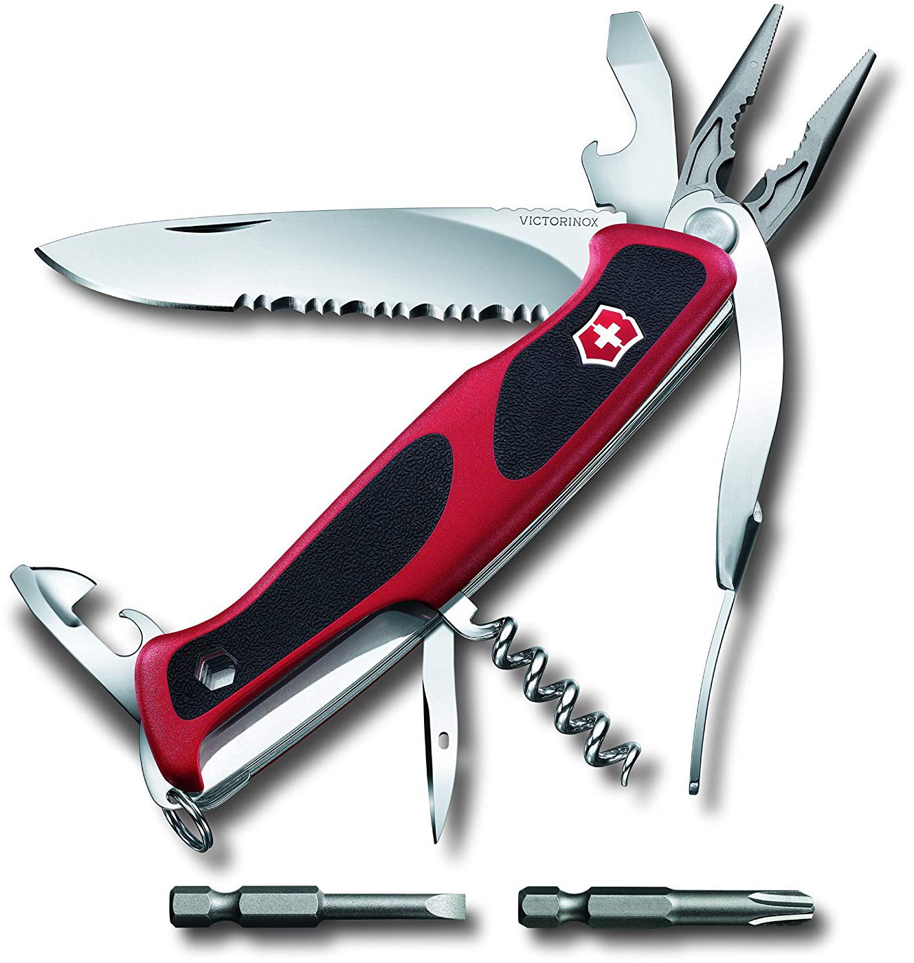 Victorinox, Schweizer Taschenmesser, Ranger 174 W, Multitool, Swiss Army Knife mit 17 Funktionen, Kombi-Spitzzange , Muttergreifer, Klinge, gross mit Wellenschliff, Feststellklinge