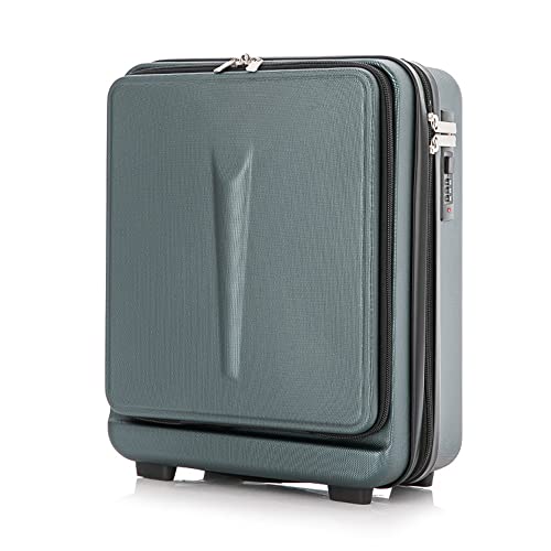 Kleiner, leichter Koffer mit Reißverschlusstasche vorne, ABS + PC Hardside Reisekoffer mit TSA-Schloss, Handgepäck, einfaches Reisen, Gepäck, Handgepäck für Reisen/Business, grün, Modern