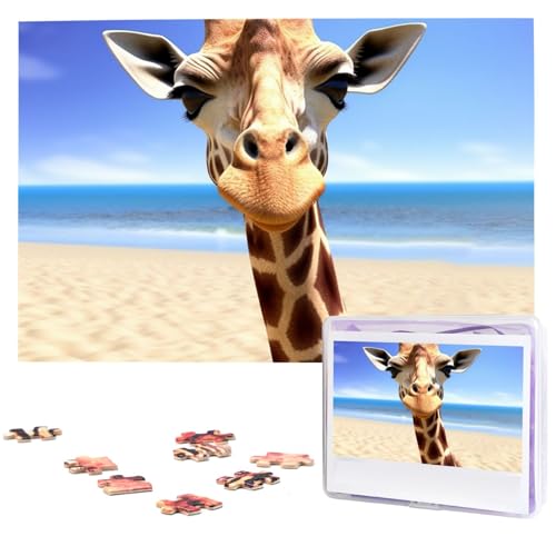 Jigsaw Puzzles 1000 Teile Für Erwachsene Strand Giraffe Jigsaw Puzzle Coole Tier Weihnachten Puzzle Geschenk Puzzle Für Familie Größe 75 X 50 cm