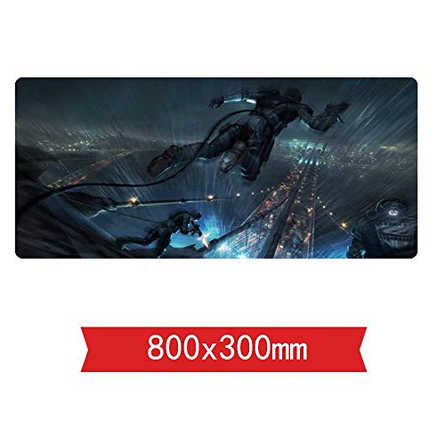 IGIRC Mauspad,RainbowSix Gaming Mouse Mat - 800x300x3mm Dimension - Non-Slip Rubber Base - Special Treated Textured Weave and Stitched Edge, A