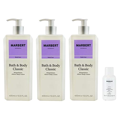 Marbert Bath & Body Classic Körperlotion 3 x 400 ml + Enzyme Peeling Puder 10 g Gratis