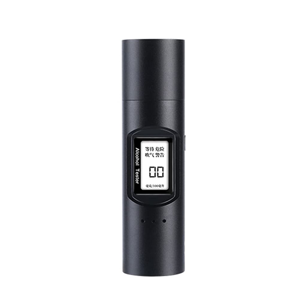 Iriisy Tragbarer Auto-Alkoholtester mit digitalem LED-Bildschirm, wiederaufladbarer USB-Alkoholtester, schwarz
