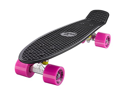 Ridge Skateboard Mini Cruiser, schwarz-rosa, 22 Zoll