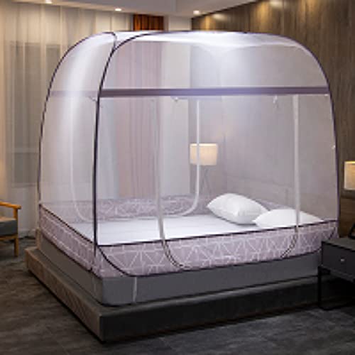 Moskitonetz Bett Pop Up, Faltbares Bett Moskito-Campingzelt, Tragbares Reise-moskitonetz Mit 3 Eingangsgestaltung Für Reise Und Zuhause Mit Tasche (Purple,200 * 220 * 170cm)