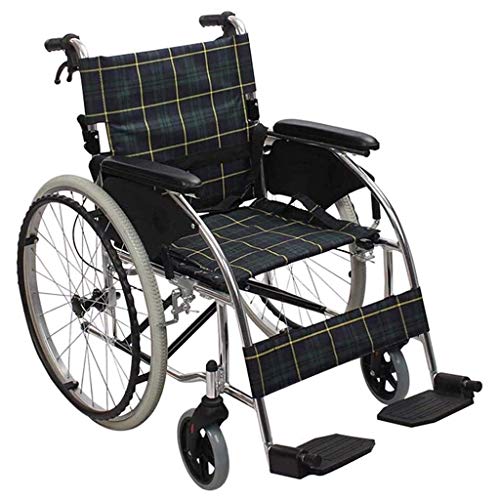 Rollstuhl, selbstfahrend, zusammenklappbar, leichte Aluminiumlegierung, robust und stabil, mit Doppelbremse, atmungsaktives Sitzkissen, verstellbares Fußpedal, Senioren-/Behinderten-Push-Scooter, tra