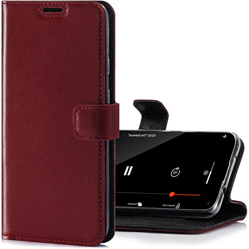 SURAZO Handyhülle für Samsung A52 – Premium Echtleder Hülle Schutzhülle mit [Standfunktion, Kartenfach, RFID Schutz] – [Kolor] Klappbar Klapphülle Wallet case Handmade für Samsung Galaxy A52 5G (Rot)