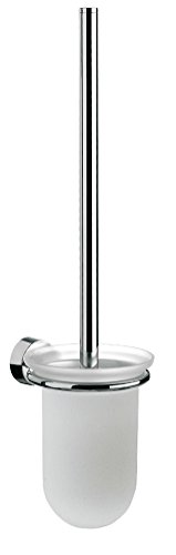 Emco Rondo 2 Toilettenbürsten-Garnitur, Glas satiniert/chrom, Toilettenbürste mit Bürstenhalter, Wandmontage - 41500101