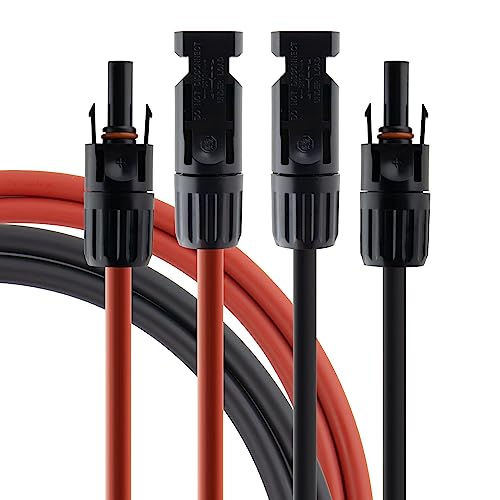 SeKi Solarkabel 6 mm² rot/schwarz - 15m; inkl. inkl. montierter MC4 kompatiblen Steckverbindern; Verlängerungskabel; PV Kabel; Anschlusset 1x rot + 1x schwarz