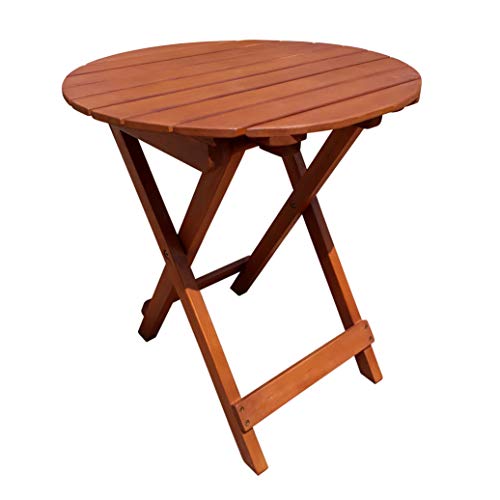Spetebo Eukalyptus Gartentisch rund - 50x45 cm - Holz Biergartentisch Balkon Tisch Klapptisch Bistrotisch