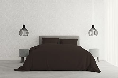 Italian Bed Linen Elegant Bettbezug, Braun, Doppelte, 100% Mikrofaser