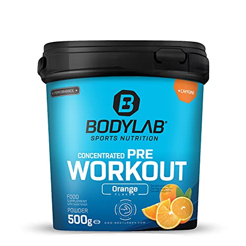 Bodylab24 Concentrated Pre-Workout Booster Orange 500g, Energy-Booster mit Kreatin, Beta-Alanin, Arginin, Niacin und Koffein im optimalen Verhältnis für mehr Power und Energie im Training