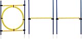 dobar® 50808 Agility Hürdenset - 3 teiliges Agility Set für Hunde - Zweifarbige Sprungstangen zum Trainieren - Geschicklichkeits-Training im Set - Höhe 100 cm - Blau/Gelb