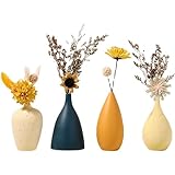 Kleine Bunte Keramik Keramikvasen 4 STK Mini Keramik Blumenvase für Tischdeko Moderne Vase Set Deko Vase Keramik Kleine Bunte Retro Vasen in Morandi Farbe für Wohnzimmer Schlafzimmer Office Dekor