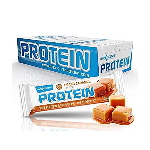Maxsport Nutrition Zero Prozent Transfettsäuren Glutenfrei Proteinriegel 24 Stück (Caramel)