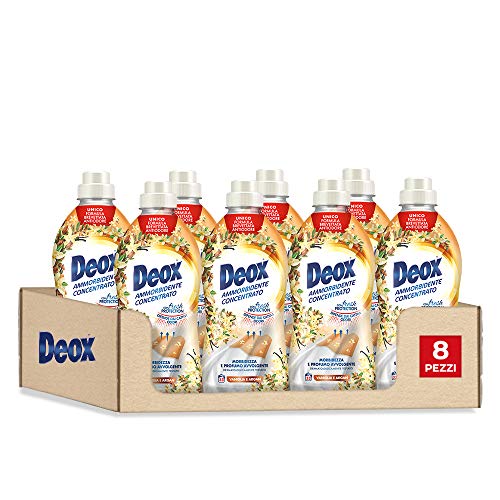 Deox - Weichspüler für Waschmaschine, konzentriert, 264 Waschmaschinen, Vanille und Argan, weiche und duftende Kleidung, mit Fresh Protection-Technologie, 660 ml x 8 Packungen