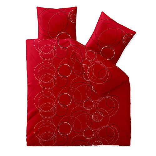 aqua-textil Trend Bettwäsche 200 x 200 cm 3teilig Baumwolle Bettbezug Chara Punkte Kreise Rot Weiß