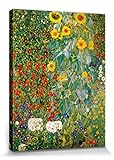 1art1 Gustav Klimt Poster Bauerngarten Mit Sonnenblumen, 1905-06 Bilder Leinwand-Bild Auf Keilrahmen | XXL-Wandbild Poster Kunstdruck Als Leinwandbild 80x60 cm