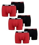 PUMA Herren Boxershorts Unterhosen 521015001 6er Pack, Wäschegröße:S, Artikel:-786 red/Black