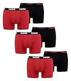 PUMA Herren Boxer Short Boxershort 6er Pack Größe S - XXL Red/Black NEU, Größe:L