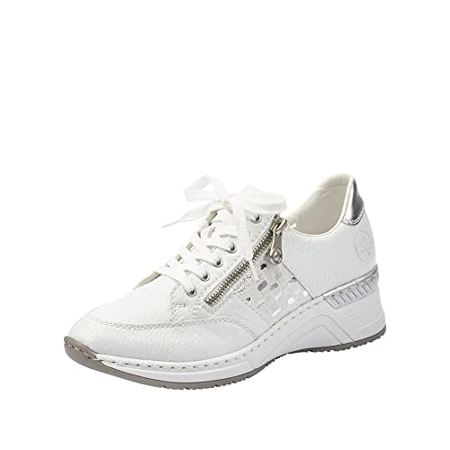 Rieker Damen Frühjahr/Sommer Sneaker, Weiss-Silber/Argento 80, 41 EU