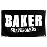 Baker Skateboards Flaggenbanner mit Logo, 90 x 150 cm, für drinnen und draußen, Schwarz