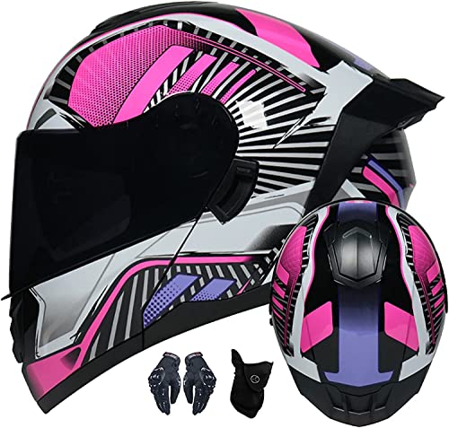 Klapphelm Motorradhelm Integralhelm Mit Doppelvisier Sonnenblende Outdoor Unisex Integralhelm Klapphelm Motorradhelm,ECE-Zertifiziert Motorrad Modularer Helm (Color : K, Size : L=59-60cm)