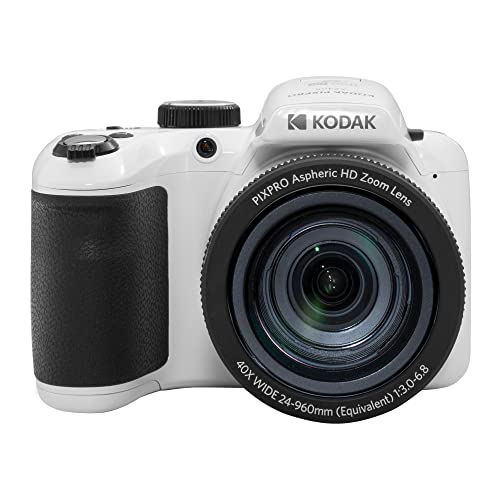 KODAK PIXPRO Astro Zoom AZ405-WH 20MP Digitalkamera mit 40-fachem optischem Zoom, 24 mm Weitwinkel, 1080P Full HD Video und 7,6 cm LCD, Weiß