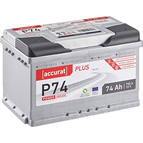 Accurat Plus Serie 12V 74Ah Auto Batterie 750A Starterbatterie Blei-Säure Autobatterie KFZ Batterie (wartungsfrei)