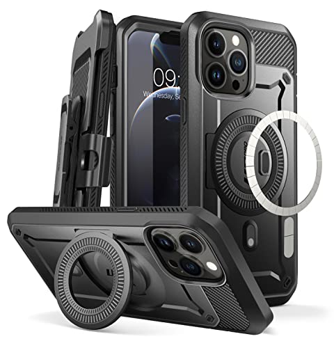 SUPCASE Unicorn Beetle Pro Mag Hülle für iPhone 13 Pro Max 2021 (6.7''), 360 Grad Handyhülle Case Bumper Schutzhülle Cover mit Displayschutz und Ständer Kompatibel mit MagSafe (Schwarz)