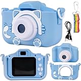 MalPlay Digitalkamera für Kinder Katze | Fotoapparat Full HD | Mini-Gieren | für Kinder ab 6 Jahren | 2 Zoll | Touchscreen | Blau
