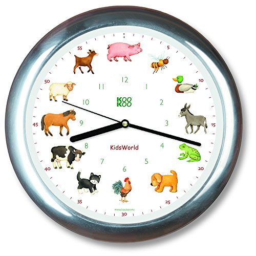 KOOKOO KidsWorld Chrome, Bauernhofuhr mit 12 echten Tierstimmen vom Land
