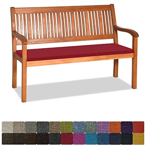 Orumrud Bankauflage Stuhlkissen Bankkissen mit Krawatte Waschbar,90x35x5cm,1 2 3 4-Sitzer Sitzkissen rutschfeste Auflage für Gartenbank,Küche,Terrasse Innen und Außenbereich，Dicker Leinenstoff,Rot