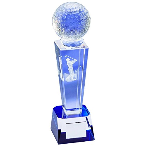 Longridge Uni Golf Trophäe Kristall 3D Laserbeschriftete, Weiß