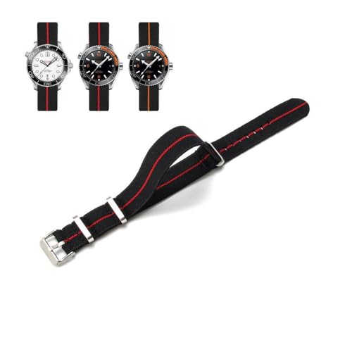 WUURAA Ein dehnbares, gewebtes Uhrenarmband 18 mm/20 mm/22 mm for Männer und Frauen (Color : Black and red, Size : 20mm Black)