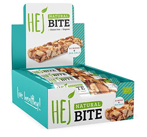 HEJ NATURAL BITE | Almond & Sea Salt - 12 x 40g | Bio Nussriegel ohne Industriezucker | Veganer Powersnack