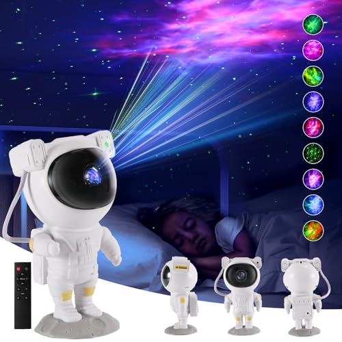Astronaut Sternenhimmel Projektor, LED Nachtlicht Galaxy Projektor mit 17 Modi, Timer und Fernbedienung, Schlafzimmer Decke Projektionslampe Sternenprojektor, Geschenk für Kinder und Erwachsene