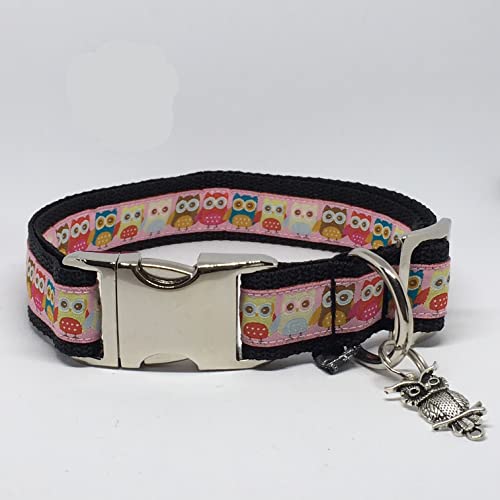 Jimmy und Katz Hundehalsband Eule rosa 35-58cm x 2,5cm