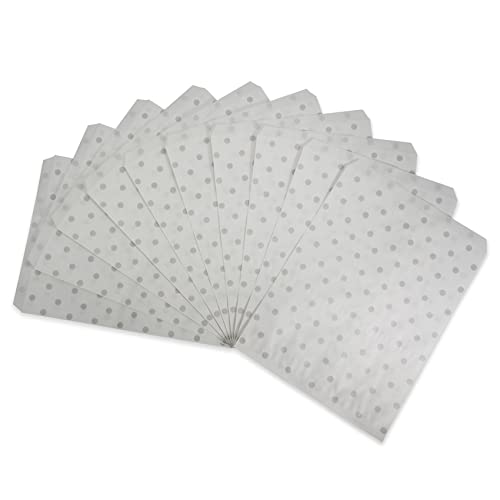CuteBox Flache Papier-Geschenktüten mit weißen Punkten, 21,6 x 27,9 cm, für Waren, Handwerk, Gastgeschenke, Einzelhandel, 100 Stück