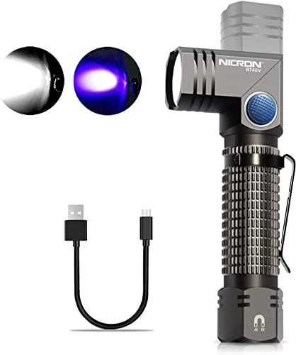NICRON UV Schwarzlicht LED Taschenlampe 700 Lumen, 90 Grad Drehbar Kopf, IP65 Wasserdicht, 395nm Ultraviolett, Detektor für eingetrocknete Urin-Flecken von Hunde, Katzen B74UV