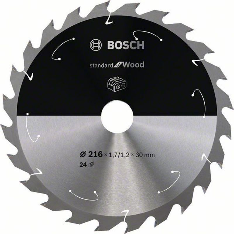 Bosch Akku-Kreissägeblatt Standard for Wood, 216 x 1,7/1,2 x 30, 24 Zähne 2608837724