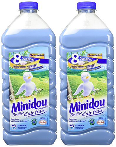 Minidou - Beruhigende flüssiges Konzentrat - Atem frischer Luft - Flasche 1,875 L / 75 Wäschen - Set aus 2
