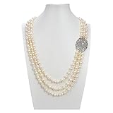 EFEMIR Schmuck 24 Zoll 3 Stränge weißer Perlenketten-Anhänger erfüllen Ketten für Damen